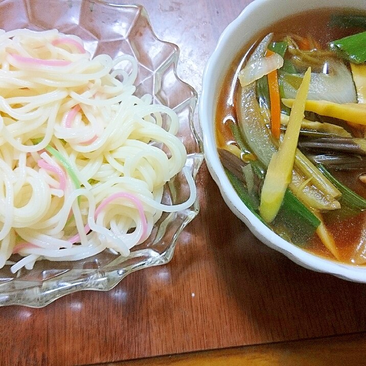 山菜のつけ麺✡️ひやむぎ